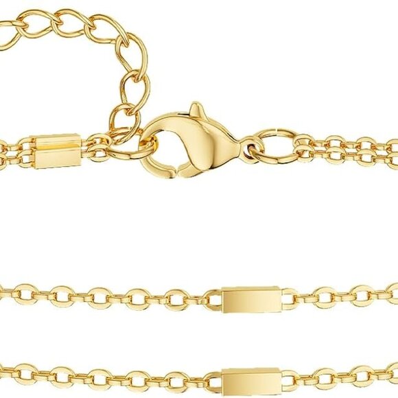 Ankle Bracelets 4K Gold Plated Anklets Layered Cuban Link Chain Waterproof - Picture 4 of 5